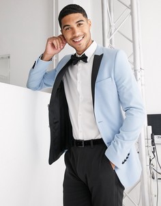 Голубой супероблегающий пиджак ASOS DESIGN-Синий