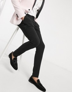 Черные супероблегающие брюки с атласными полосками ASOS DESIGN-Черный