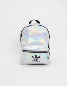 Серебристый рюкзак с эффектом металлик и логотипом-трилистником adidas Originals-Серебряный