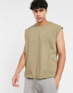 Выбеленная футболка oversized без рукавов с завязками ASOS DESIGN-Зеленый