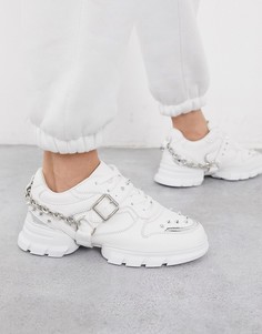 Белые кроссовки на массивной подошве с заклепками и цепочкой ASOS DESIGN-Белый