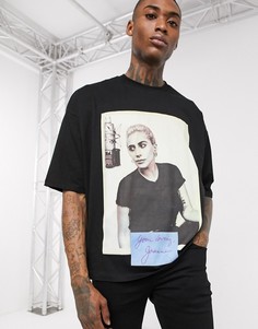 Oversized-футболка с принтом "Lady Gaga" спереди ASOS DESIGN-Черный