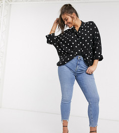 Oversized-рубашка в горошек с длинными рукавами ASOS DESIGN Curve-Мульти