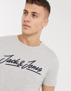 Футболка с надписью-логотипом Jack & Jones-Серый