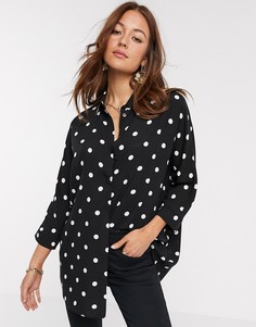 Черно-белая рубашка oversized в горошек с длинными рукавами ASOS DESIGN-Мульти