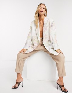 Пиджак в винтажном стиле с размытым цветочным принтом ASOS DESIGN-Мульти