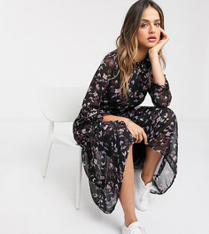 Ярусное платье миди с цветочным принтом фиолетового цвета Vero Moda Tall-Мульти