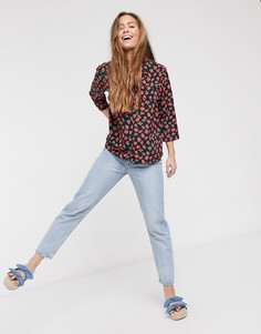 Свободная рубашка с длинными рукавами и цветочным принтом ASOS DESIGN-Мульти