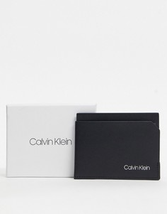 Черная кожаная кредитница Calvin Klein-Черный