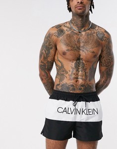 Черные шорты для плавания из переработанных материалов с логотипом Calvin Klein Placed-Черный