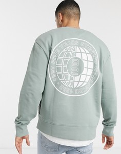 Шалфейно-зеленый свитшот с принтом Topman