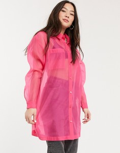 Розовая рубашка из органзы Monki-Розовый