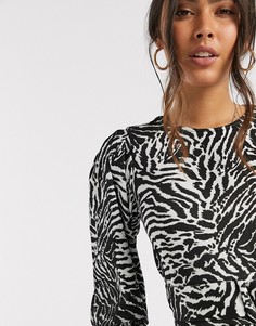 Черная блузка с зебровым принтом River Island-Черный
