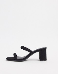 Черные сандалии-мюли на каблуке с ремешками New Look-Черный