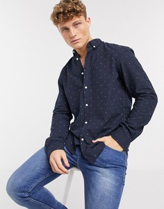 Темно-синяя оксфордская рубашка с принтом Tom Tailor-Темно-синий