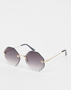 Золотистые солнцезащитные очки без оправы Selected Femme-Золотой