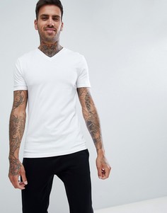 Белая облегающая футболка с V-образным вырезом River Island-Белый