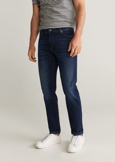 Джинсы Tim slim fit темного цвета с эффектом потертости - Tim Mango