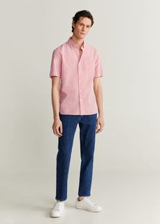 Хлопковая рубашка regular fit в полоску - Sat Mango