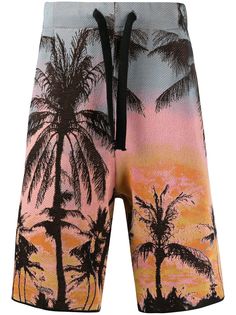 Laneus palm tree print Bermuda shirts