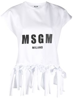 MSGM футболка с логотипом и бантом