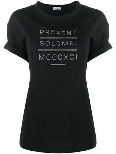 Brunello Cucinelli футболка Present Solomei с принтом и подворотами на рукавах