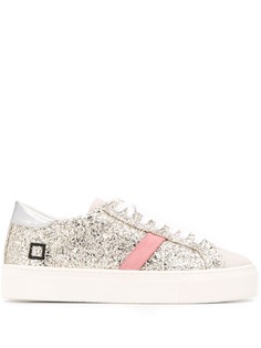 D.A.T.E. round toe glitter-detail sneakers