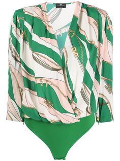 Elisabetta Franchi боди с запахом и принтом