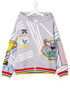 Kenzo Kids TEEN logo zipped hoodie
