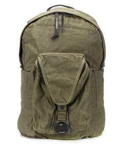 C.P. Company crinkle logo plaque backpack