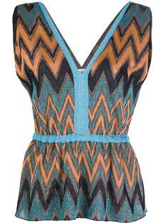 M Missoni zigzag patterned metallic detail top