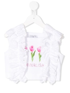 Monnalisa ruffle-trimmed cropped top