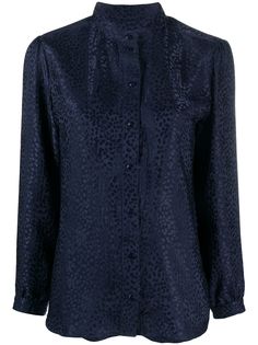 A.P.C. silk leopard print long-sleeve blouse