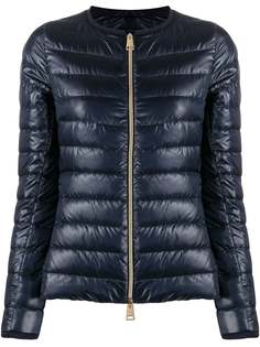 Herno collarless high-shine quilted jacket