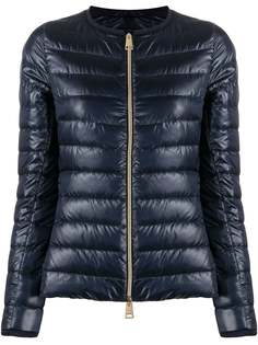 Herno collarless high-shine quilted jacket