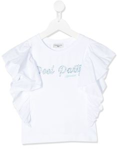 Monnalisa embellished ruffle T-shirt