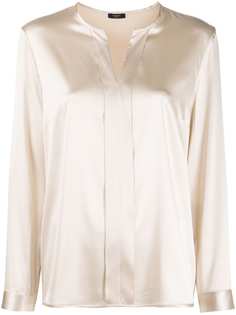 Peserico brass-embellished split-neck blouse