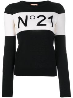 Nº21 logo colour-block jumper