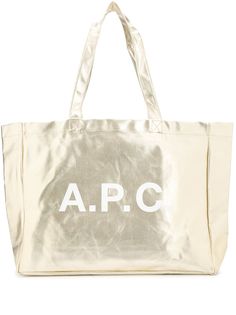 A.P.C. logo-print metallic tote bag