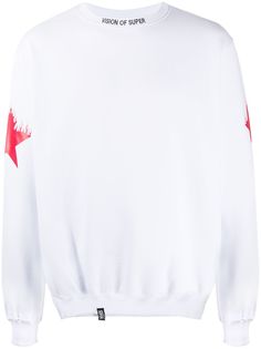 Vision Of Super star print distressed effect sweatshirt