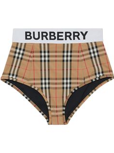 Burberry плавки бикини в клетку Vintage Check с логотипом