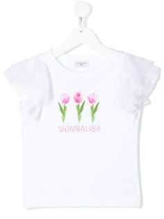 Monnalisa logo floral ruffle top