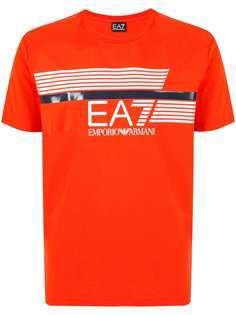 Ea7 Emporio Armani crew neck lines print T-shirt
