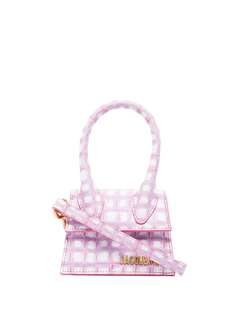 Jacquemus pink and white le chiquito check print mini bag