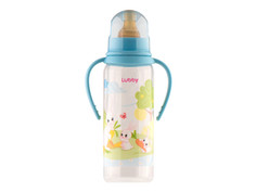 Бутылочка с соской Lubby Веселые животные 250ml от 0 мес. Light Blue 11389