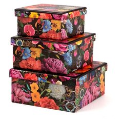 Набор подарочных коробок Русские подарки Пион 211-030, 3 шт. черный/розовый