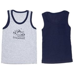 Майка Веселый Малыш 2 шт., размер 98, темно-синий/серый