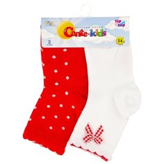 Носки Conte-kids комплект из 2 пар, размер 14, белый-красный