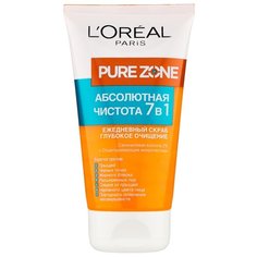 LOreal Paris Pure Zone Глубокое очищение 7 в 1 Скраб для лица против прыщей и черных точек, 150 мл