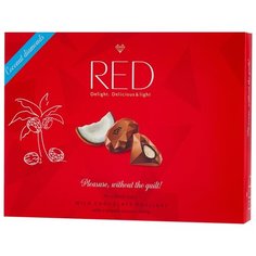 Набор конфет Red Пралине из молочного шоколада с кокосовой начинкой 132 г красный